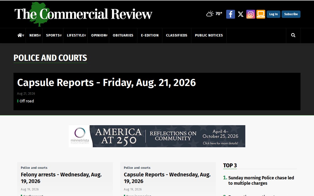 Jay County arrest news on the Commercial Review Police and Courts page