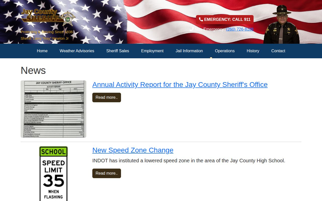 Jay County Sheriff official news interface for warrant information